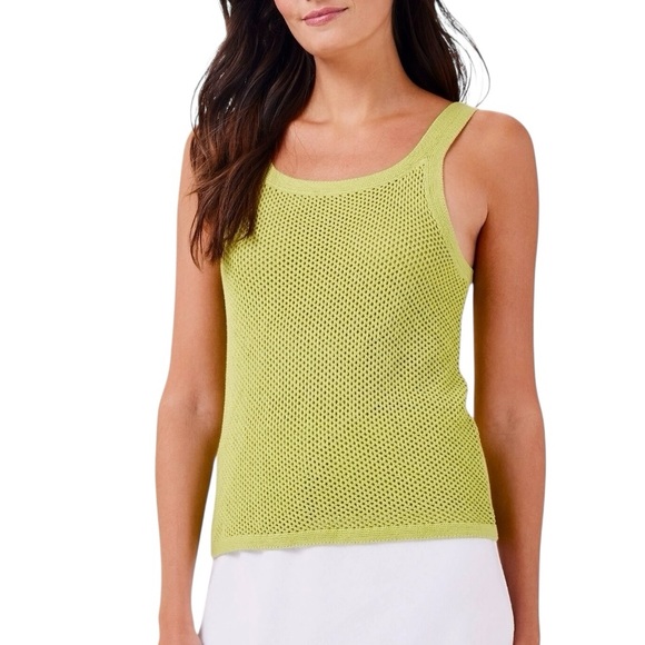 NIC+ZOE Tops - Nic+Zoe Mesh Stitch Knit Tank Top Sleeveless Grasshopper Green S NWT